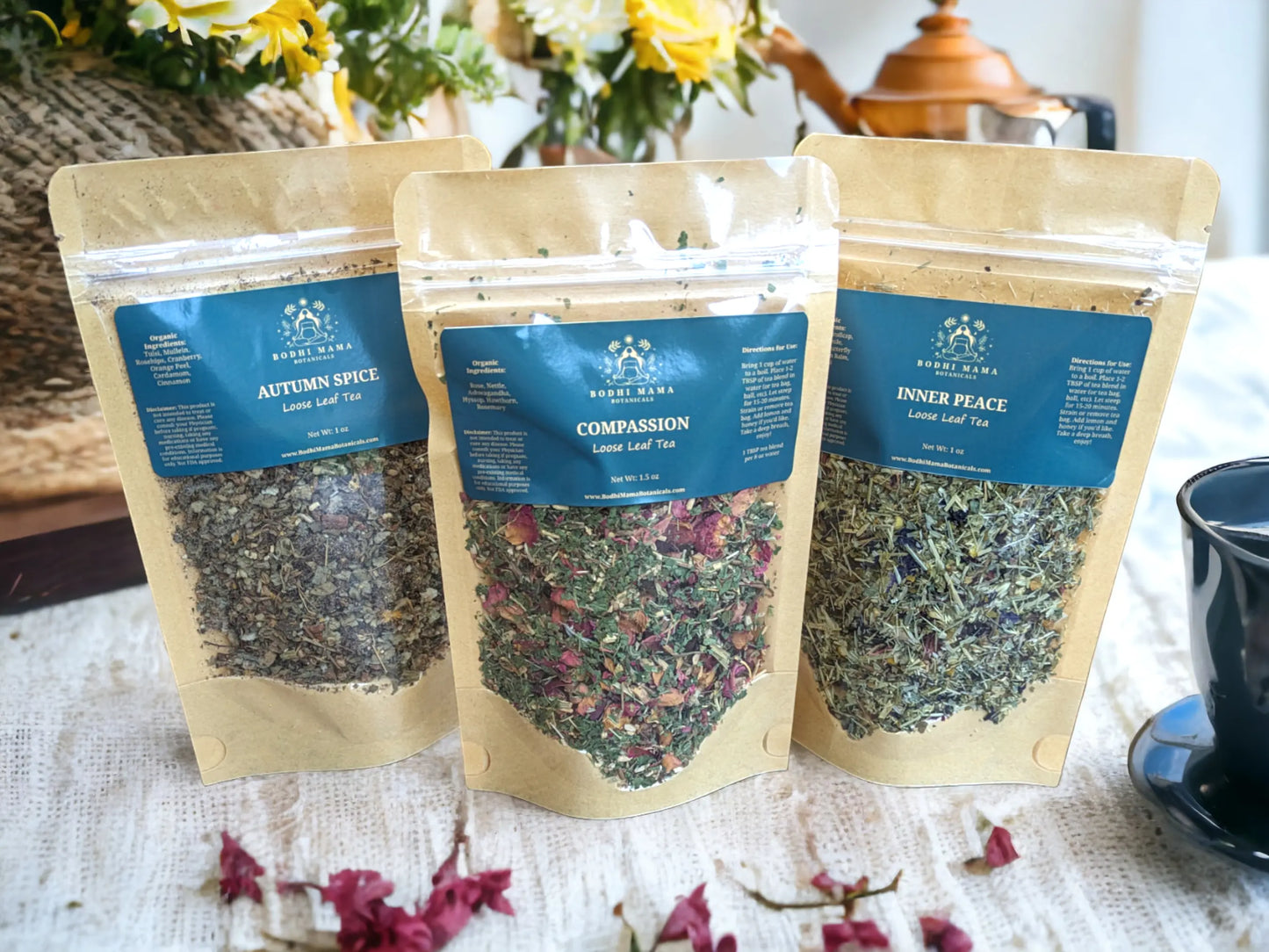 Tea Lovers Gift Set - A Trio of Exquisite Blends for Every Palate || Organic Loose Leaf Herbal Tea Bodhi Mama Botanicals