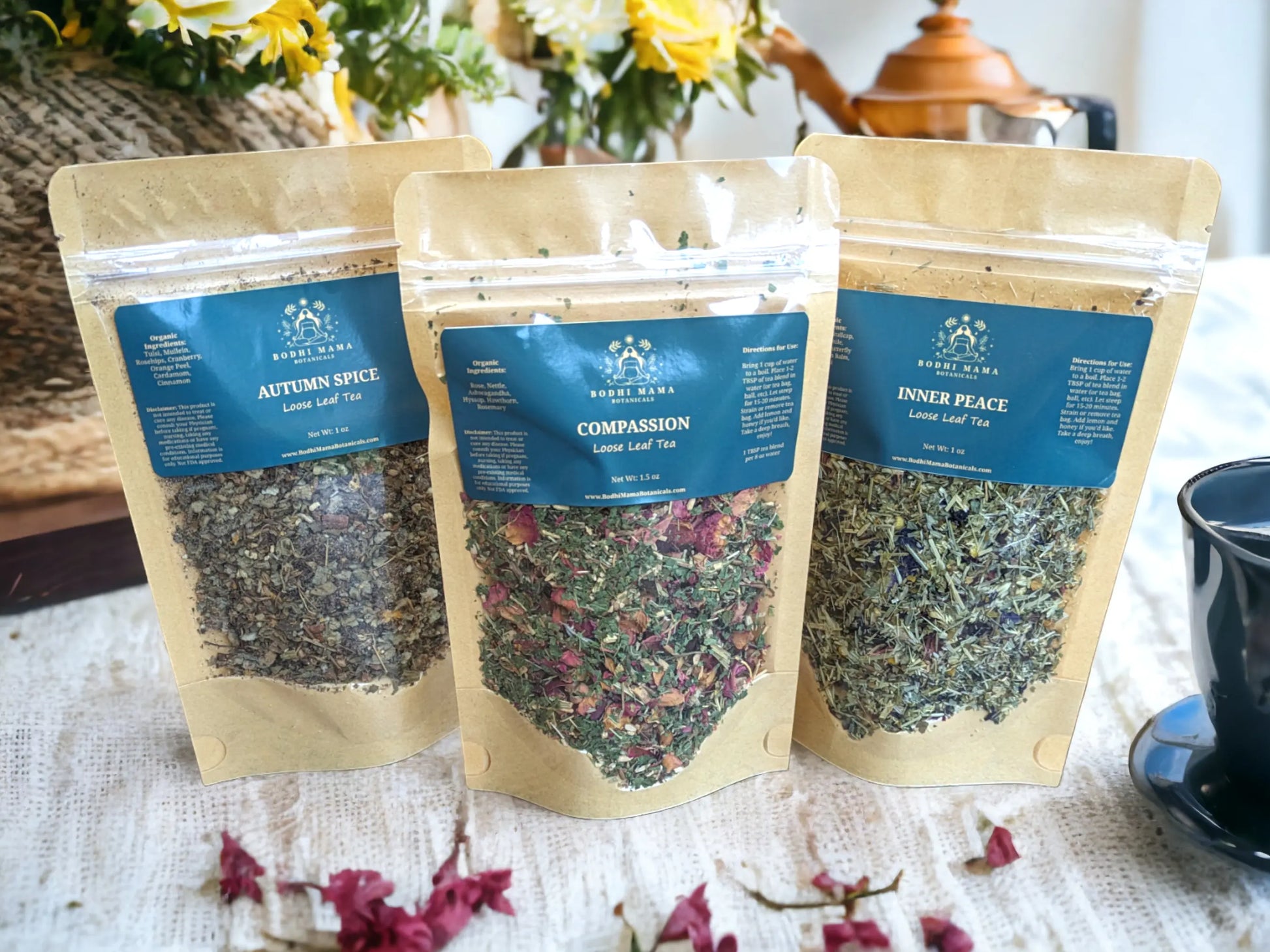 Tea Lovers Gift Set - A Trio of Exquisite Blends for Every Palate || Organic Loose Leaf Herbal Tea Bodhi Mama Botanicals